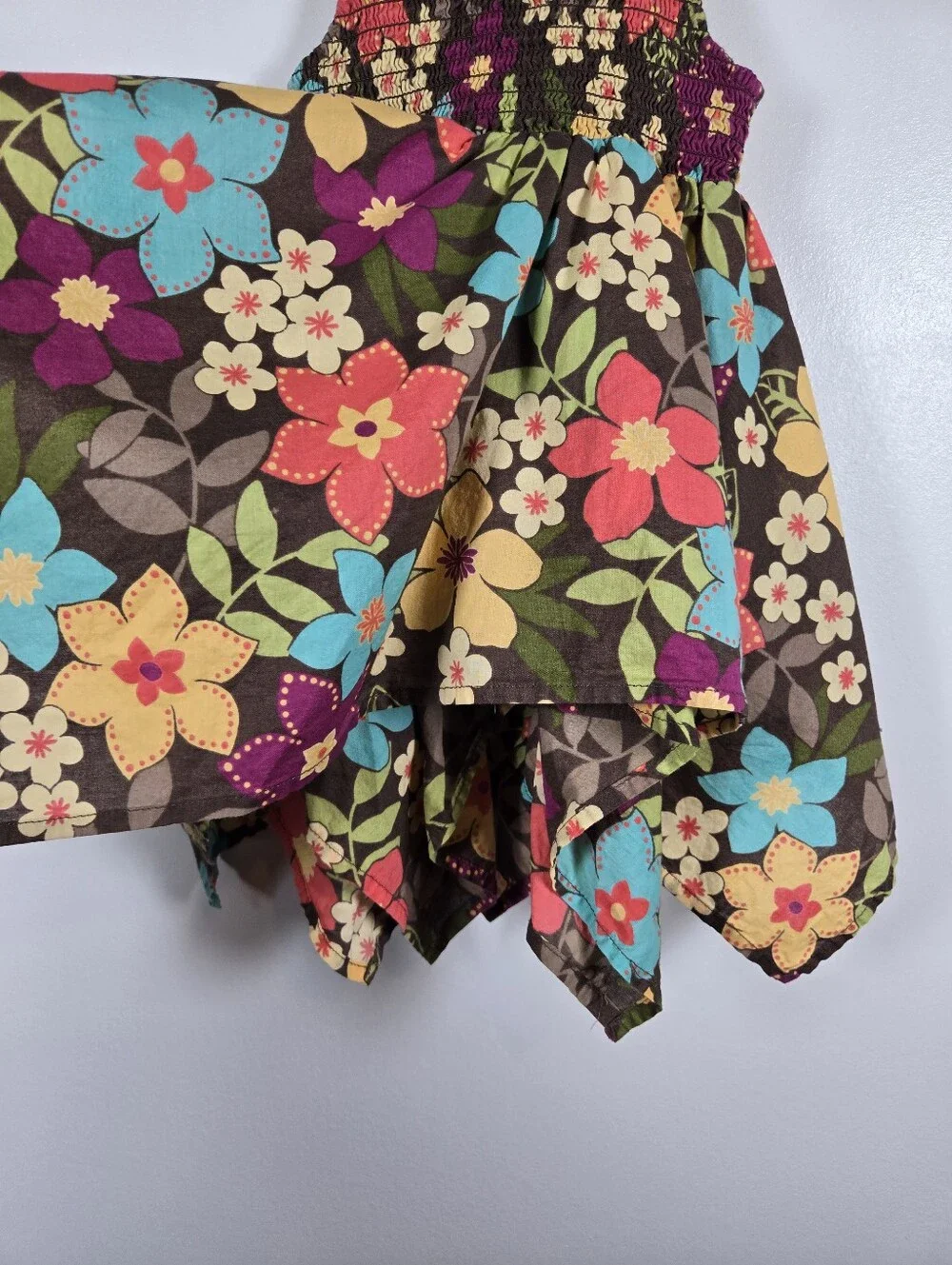 Gymboree 2009 Jungle Gem Floral Smocked Hankerchief Hem Dress Infant 6-12 Month